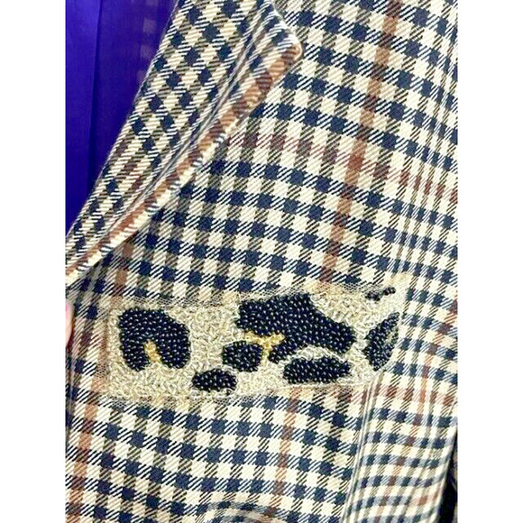 Marc Cain Womens N5 US SZ 12 Virgin Wool Plaid Blazer Jacket NWT! Retail $750 - Picture 4 of 11